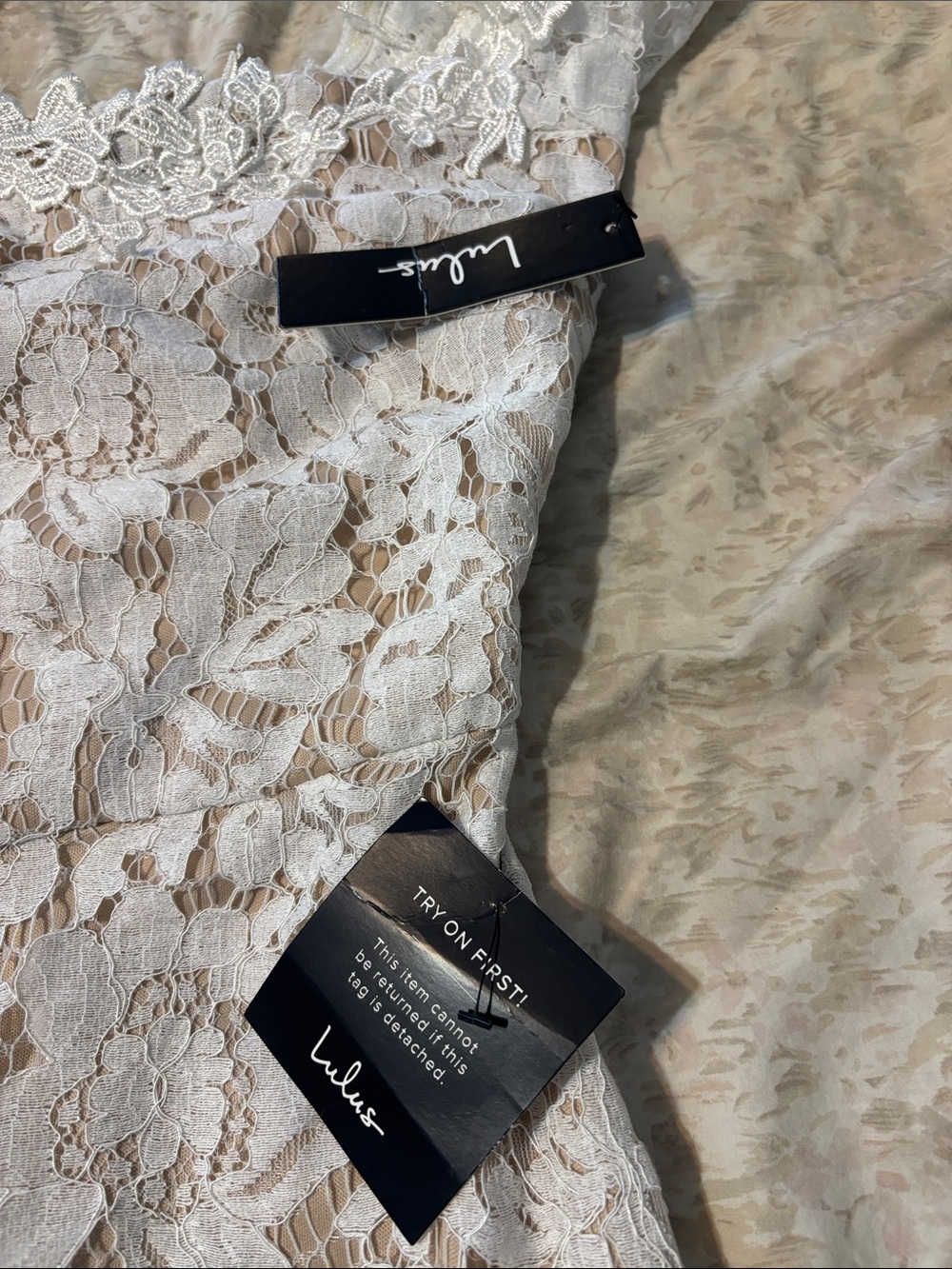 Lulu's Ivory Off-Shoulder Lace Wedding Gown - Picture 8 of 8